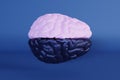 3d render of a brain with dark and white cerebral hemisphere.