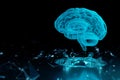 3d render brain technology hologram Royalty Free Stock Photo