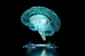 3d render brain technology hologram