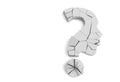 3d Render Broken Question mark with human Face Icon illustration Design Element Royalty Free Stock Photo