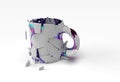 3D Render Broken Realistic Mug Mock Up, 3D illustration Graphic Design