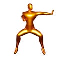 3D Render of Bronze Stickman Karate Pose with Left Hand Punching - Visual Perfect for Martial Arts Fans