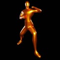 3d Render Bronze Stickman - Karate Stand Pose with Hands Ready to Punch