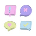 3d render Bubble speak trendy 3d collection for banner design. Online chat icon set. Dialog, chat speech bubble. Online