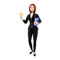 3d render businesswoman walking . 3d rendering woman holding documents. 3d render female office worker