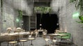 3d render cafe restaurant