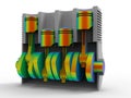 3D render - car engine pistons finite element anaylsis