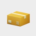 3D render cardboard box minimal icon isolated on gray background illustration. Online order or parcel delivery concept