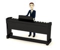 Cartoon businesman playing on digital piano