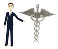 Cartoon businessman with caduceus