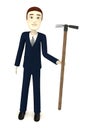 Cartoon businessman gardening