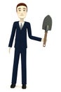 Cartoon businessman gardening