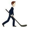 Cartoon businessman with hockeystick