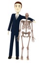 Cartoon businessman with erectus skeleton Royalty Free Stock Photo