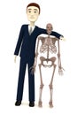 Cartoon businessman with erectus skeleton