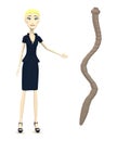 Cartoon businesswoman with tapeworm