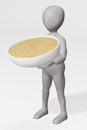 Render of Cartoon Character with Couscous in Bowl