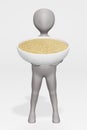 Render of Cartoon Character with Couscous in Bowl