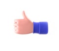 3d render, cartoon character customer hand thumb up, like gesture isolated on white background Royalty Free Stock Photo