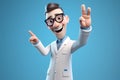 3d render cartoon character smart trustworthy doctor wearing a white coat, AI generated Royalty Free Stock Photo