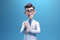 3d render cartoon character smart trustworthy doctor wearing a white coat,AI Royalty Free Stock Photo