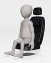 Render of Cartoon Charcter on Car Seat