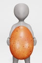 Render of Cartoon Charcter with Egg