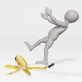 Render of Cartoon Charcter Falling on Banana Peel