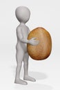 Render of Cartoon Charcter with Kiwi Royalty Free Stock Photo