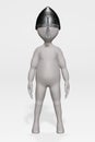 Render of Cartoon Charcter with Medieval Helmet Royalty Free Stock Photo