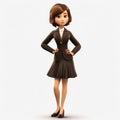 3d Render Cartoon Of Ella: Business Woman In Sepia Tone