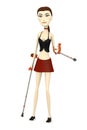 Cartoon girl with crutches
