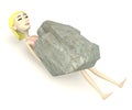 Cartoon girl dead under the stone