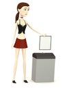 Cartoon girl with document and destructer Royalty Free Stock Photo