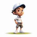 3d Render Cartoon Of Jackson Holding A Golf Club