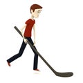 Cartoon man with hockeystick Royalty Free Stock Photo
