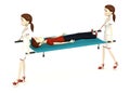 Cartoon man on stretcher with nurses