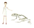 Cartoon nurse with frog skeleton Royalty Free Stock Photo