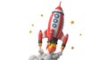 Cartoon Rocket Launching Space Exploration, Startup Concept Royalty Free Stock Photo