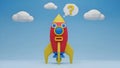 Cartoon Rocket Question Mark, Startup Concept, Innovation Royalty Free Stock Photo