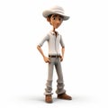 3d Render Cartoon Of A White Boy In Cowboy Style