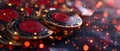 D Render of Casino Chips Featuring Gold Ace Symbols in Black and Red. Concept Casino Chips, 3D Royalty Free Stock Photo