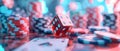 3D render of casino games including dice cards poker and blackjack. Concept Casino Games, Dice, Royalty Free Stock Photo