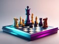 3d render chess board game with gradient background