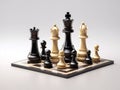 3d render chess board game with white background