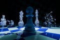3d render of chess pieces shattering as pawn prepares to acheive checkmate Royalty Free Stock Photo