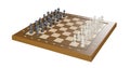 3d render chessboard with chess pieces set isolated on white background clipping path