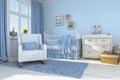 3d render of a children`s room - boy - baby