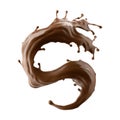 3d render, chocolate splash, cacao drink or coffee, splashing cooking ingredient. Abstract wavy liquid jet. Brown beverage clip