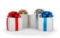 3d render - christmas gift boxes with colorful ribbons Royalty Free Stock Photo